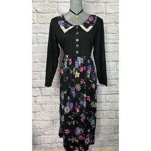 Vintage 90's Ms. Conduct Sailor Collar Cottagecore/Peasant Midi Dress